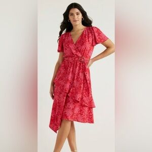 ⭐️Sofia Vergara Pink Floral Dress with Wrap Belt Size Medium